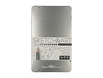 Набор чернографитовых карандашей  "Sketch & Art" ,12 шт. 2h-9b