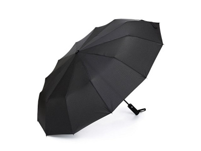 Зонт складной мужской TORBER, автомат, 3 сложения, черный, каркас сталь/файбергласс, эпонж, пластиковая ручка