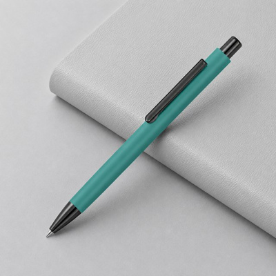 Металлическая шариковая ручка soft touch "Ellipse gum", бирюзовый