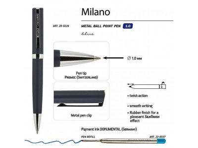 Ручка шариковая автоматическая BrunoVisconti® "MILANO" цвет корпуса синий