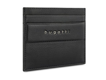 Портмоне для кредитных карт BUGATTI НОМ | NOME, с защитой данных RFID, черное, натуральная воловья кожа, 10,2х0,3х8