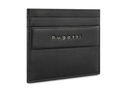 Портмоне для кредитных карт BUGATTI НОМ | NOME, с защитой данных RFID, черное, натуральная воловья кожа, 10,2х0,3х8,2 см