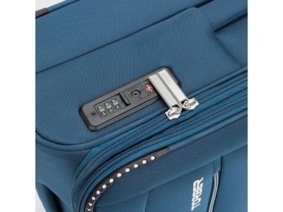 Чемодан TORBER ВИВИ, синий, полиэстер, 44 х 25 х 67 см