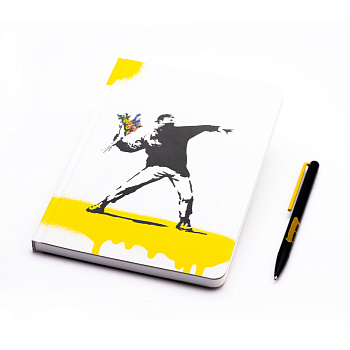 Набор Pininfarina Banksy Крыса: шариковая ручка GrafeeX и блокнот линованный из каменной бумаги