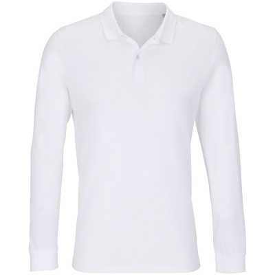 Рубашка поло унисекс с длинным рукавом Planet LSL, белая, размер S