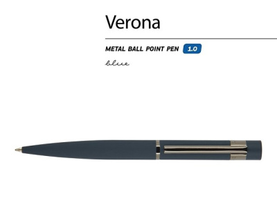 Ручка "Verona" шариковая автоматическая, синий металлический корпус 1.0 мм