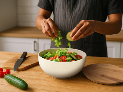 Салатник Bowl с бамбуковой крышкой