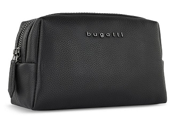 Косметичка BUGATTI БЕЛЛА | BELLA, чёрная, воловья кожа/полиэстер, 19х8