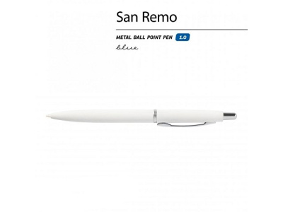 Ручка "SAN REMO" шариковая, автоматическая, белый металлический корпус 1.00 мм