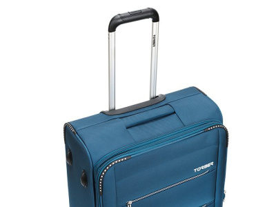 Чемодан TORBER ВИВИ, синий, полиэстер, 44 х 25 х 67 см