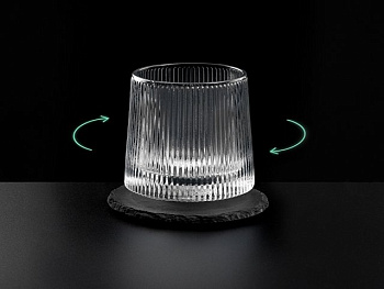 Вращающийся бокал для виски на сланцевом костере "Ventura"