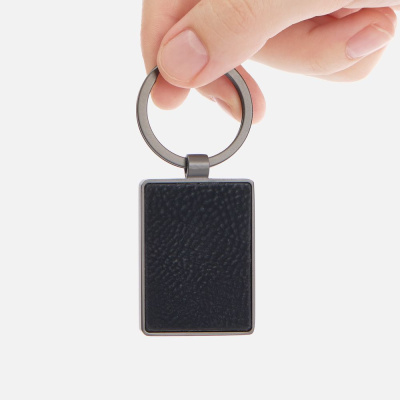 Брелок Gun Metal Leather Rectangle