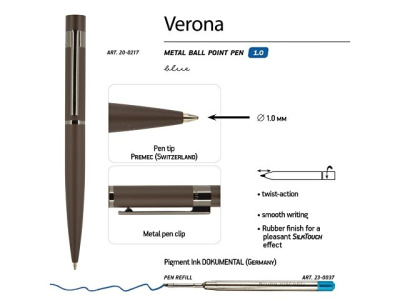 Ручка "Verona" шариковая  автоматическая, коричневый металлический корпус 1.0 мм
