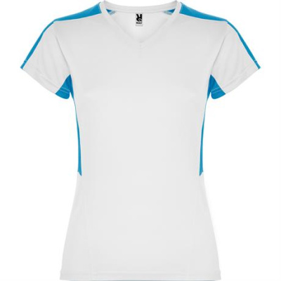 Спортивная футболка SUZUKA женская, БЕЛЫЙ/БИРЮЗОВЫЙ 2XL
