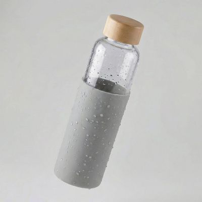 Бутылка для воды стеклянная "Refine", в чехле, 550 мл, серый (P)
