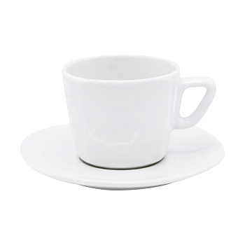 Чашка с блюдцем керамическая, белая 200 мл