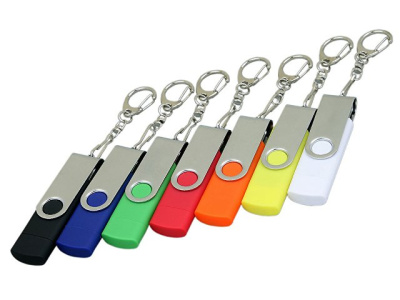 Флешка с  поворотным механизмом, c дополнительным разъемом Micro USB, 64 Гб