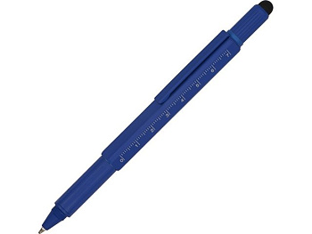 Ручка шариковая металлическая "Tool", синий. Встроенный уровень, мини отвертка