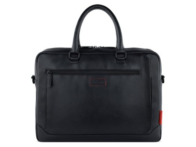 Портфель мужской BUGATTI КЛАРК | CLARK, чёрный, воловья кожа/полиэстер, 40х9,5х29 см