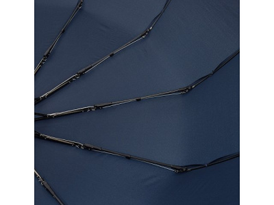 Зонт складной мужской TORBER, автомат, 3 сложения, синий, каркас сталь/файбергласс, эпонж, пластиковая ручка