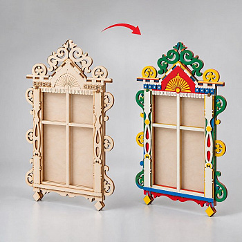 Деревянный конструктор-раскраска в виде наличника "Русские сезоны"