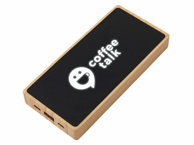 Внешний аккумулятор с подсветкой лого и солнечной панелью «Reedia S1», 10000 mAh, бамбук