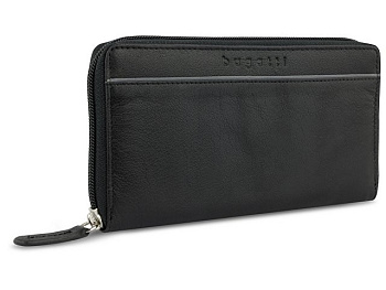 Кошелёк женский BUGATTI БАНДА | BANDA, с защитой данных RFID, чёрный, кожа козы/полиэстер, 18