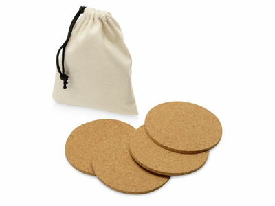 Набор костеров Bali из пробки в хлопковом мешке