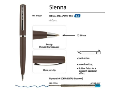 Ручка "Sienna" шариковая  автоматическая, коричневый металлический корпус, 1.0 мм