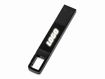 USB 2.0- флешка на 32 Гб c подсветкой логотипа «Hook LED», темно-серый