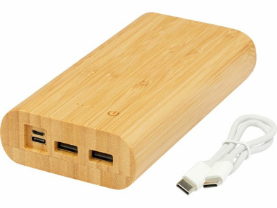Портативное зарядное устройство Tulda из бамбука, 20 000 мАч
