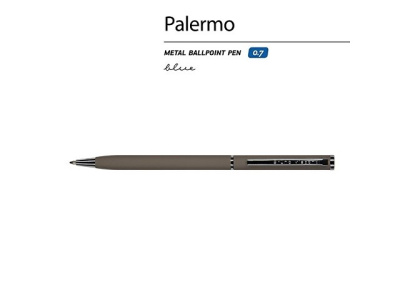 Ручка шариковая автоматическая BrunoVisconti® "PALERMO" цвет корпуса серый, soft-touch