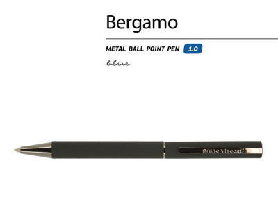Ручка "Bergamo" шариковая автоматическая, черный металлический корпус, 0.7 мм