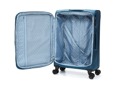 Чемодан TORBER ВИВИ, синий, полиэстер, 44 х 25 х 67 см