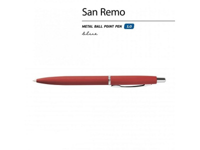 Ручка "SAN REMO" шариковая, автоматическая, красный  металлический корпус 1.00 мм