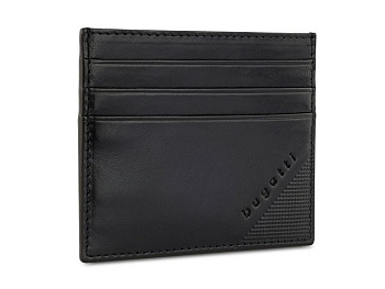 Портмоне для кредитных карт BUGATTI АРИСТОКРАТ | NOBILE, с защитой данных RFID, черное, натуральная воловья кожа, 10х0