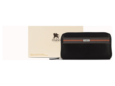 Кошелек Mano "Don Leonardo", с RFID защитой, натуральная кожа в черном цвете, 19 х 2 х 10