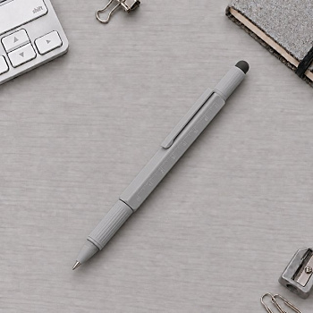 Ручка шариковая металлическая "Tool", серый. Встроенный уровень, мини отвертка