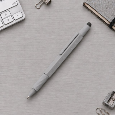 Ручка шариковая металлическая "Tool", серый. Встроенный уровень, мини отвертка, стилус