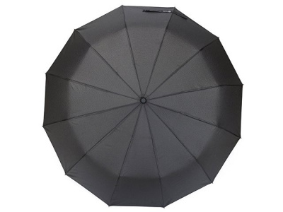 Зонт складной мужской TORBER, автомат, 3 сложения, черный, каркас сталь/файбергласс, эпонж, пластиковая ручка
