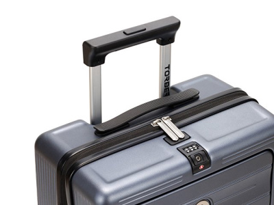 Чемодан TORBER БАЙКАЛ, тёмно-серый металлик, поликарбонат, 37,5 x 20 х 54 см