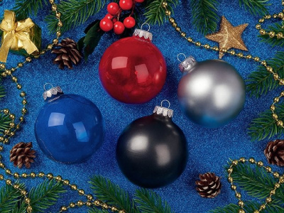 Стеклянный елочный шар "Christmas bauble", синий прозрачный