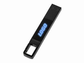 USB 2.0- флешка на 32 Гб c подсветкой логотипа «Hook LED», темно-серый