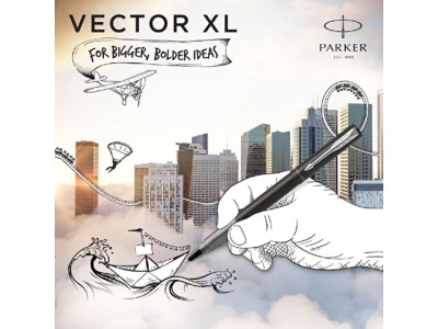 Ручка-роллер Parker Vector XL Black CT, стержень: F, цвет чернил:black