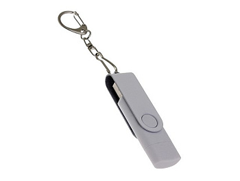 USB-флешка на 16 Гб 2 в 1 поворотный механизм, c дополнительным разъемом Type-C с одноцветным металлическим клипом