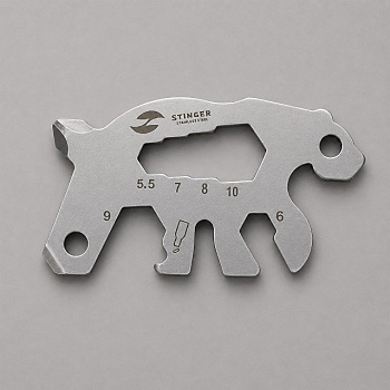 Мини-мультитул карманный Stinger, 55 x 35 мм, 5 функций, медведь, нержавеющая сталь, серебристый