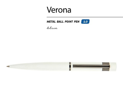 Ручка "Verona" шариковая автоматическая, белый металлический корпус, 1.0 мм