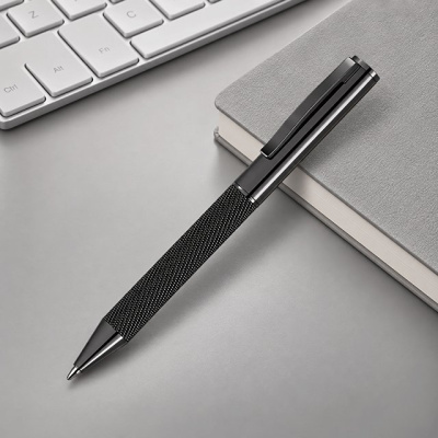 Ручка металлическая шариковая из сетки «MESH», стальной/черный