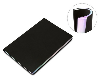Блокнот А5 в гибкой обложке "Fellini" с голографическим срезом, черный
