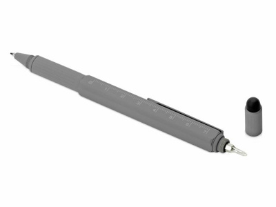 Ручка шариковая металлическая "Tool", серый. Встроенный уровень, мини отвертка